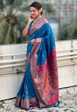 Blue Zari Woven Nath Yeola Paithani Silk Saree