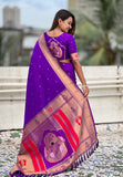 Purple Zari Woven Mahalaxmi God Paithani Silk Saree