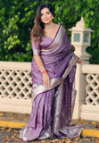 Lavender Banarasi Satin Silk Zari Woven Saree