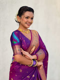Purple Peacock Paithani Zari Woven Saree