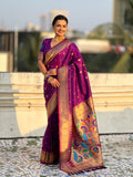 Purple Peacock Paithani Zari Woven Saree