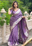Lavender Banarasi Satin Silk Zari Woven Saree