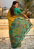 Yellow Soft Silk Zari Woven Patola Saree with Contrast Weaves