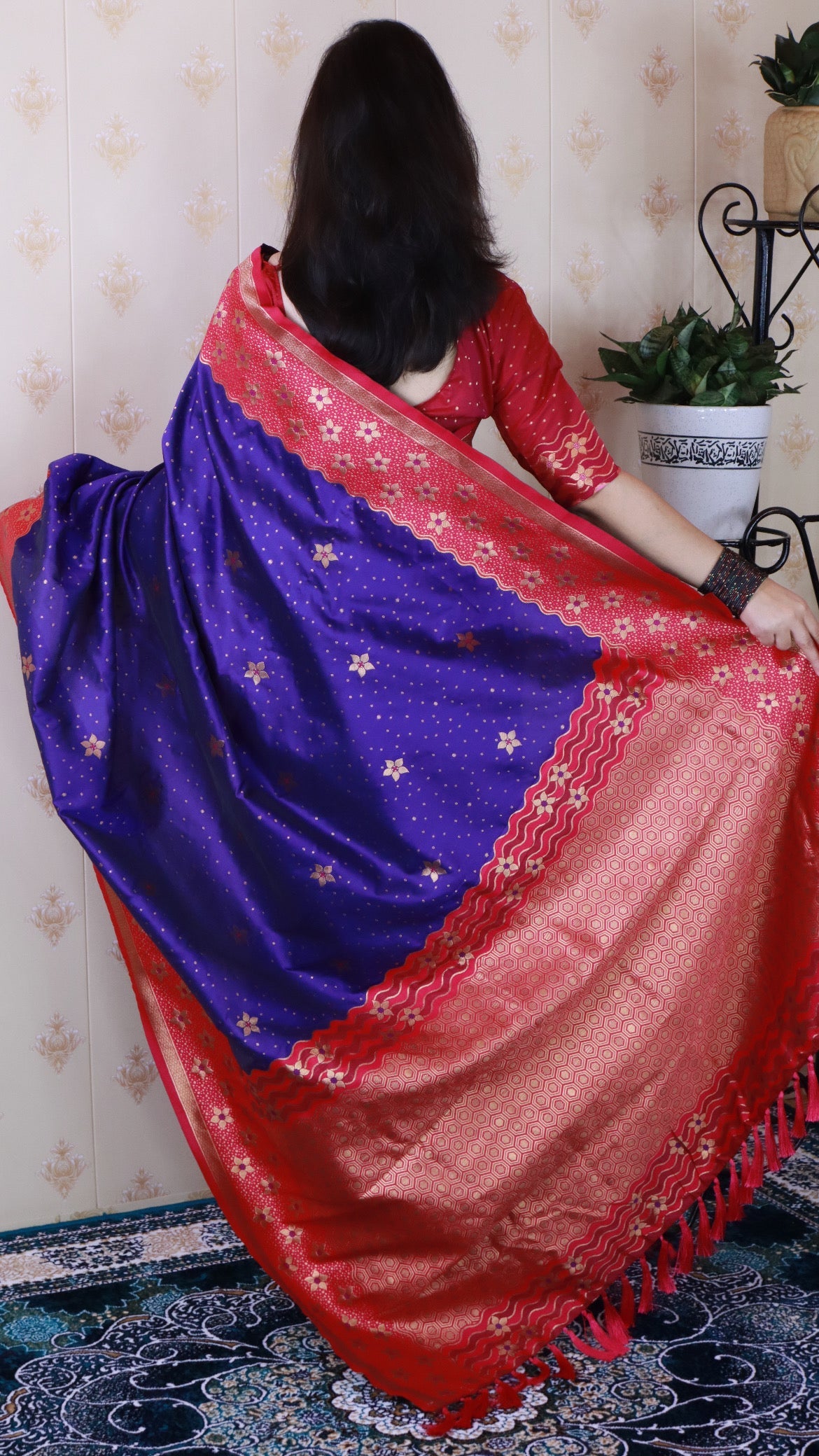 Violet Soft Silk Banarasi Wavy Unique Zari Woven Saree