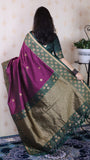 Wine Soft Silk Banarasi Wavy Unique Zari Woven Saree