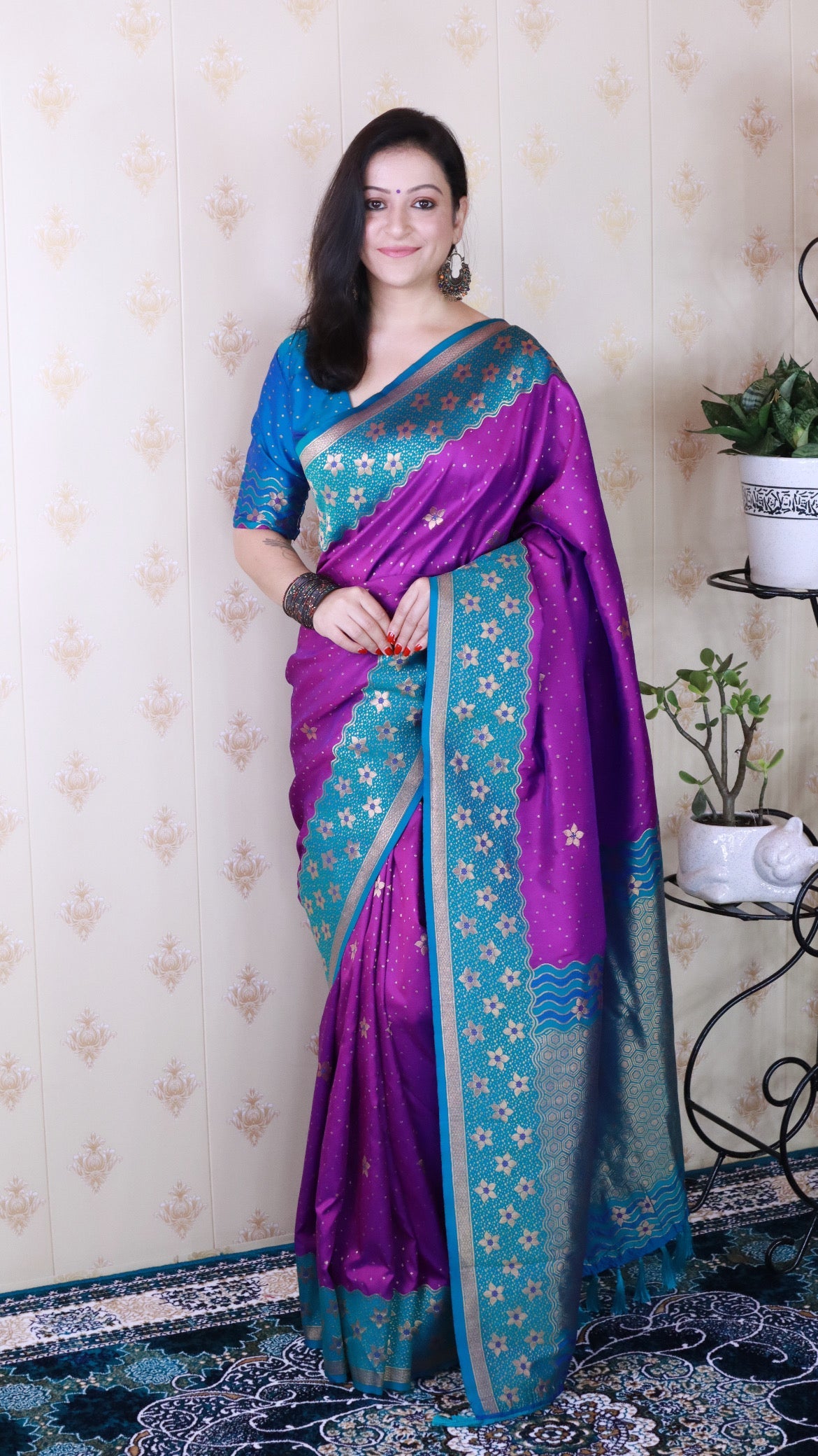 Purple Soft Silk Banarasi Wavy Unique Zari Woven Saree