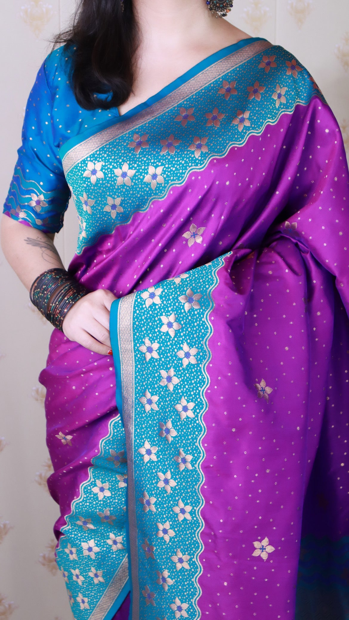 Purple Soft Silk Banarasi Wavy Unique Zari Woven Saree