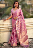 Pink Kanjivaram Soft Tissue Silk Leheriya Traditional Zari Woven Saree