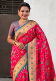 Pink Paithani Jaal Silk Zari Woven Saree