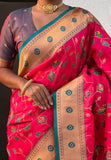 Pink Paithani Jaal Silk Zari Woven Saree