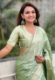 Green Kanjivaram Soft Tissue Silk Leheriya Traditional Zari Woven Saree