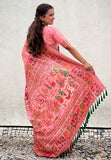 Pink Pashmina Kashmiri Silk Zari Woven Saree