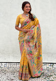 Yellow Pashmina Kashmiri Silk Zari Woven Saree