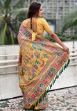 Yellow Pashmina Kashmiri Silk Zari Woven Saree