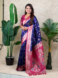 Violet Banarasi Jaal Zari Woven Silk Saree