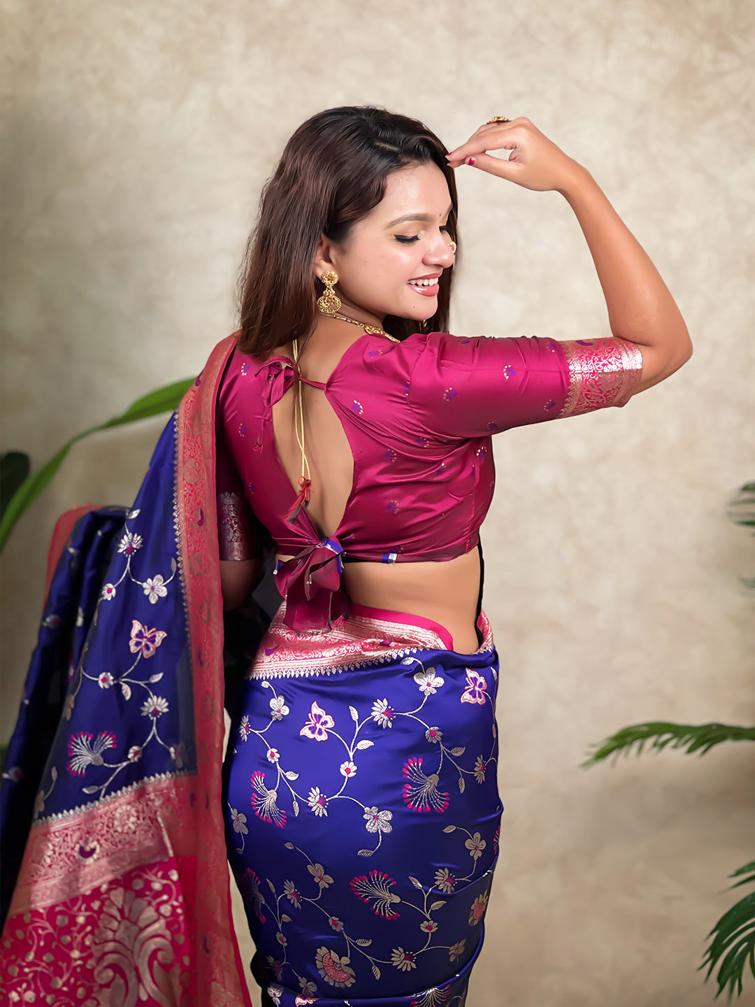 Violet Banarasi Jaal Zari Woven Silk Saree