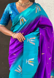 Purple South Traditional Tilak Contrast Soft Silk Zari Woven Saree