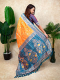 Orange Banarasi Jaal Zari Woven Silk Saree
