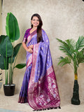 Lavender Banarasi Jaal Zari Woven Silk Saree
