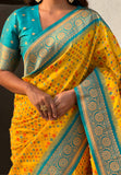 Yellow Soft Silk Zari Woven Premium Patola Saree with Contrast Weaves