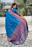Blue Dual Zari Woven Yeola Traditional Paithani Silk Saree