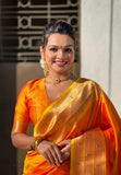 Orange Zari Woven Gudi Padwa Special Paithani Silk Saree