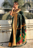 Bottle Green Zari Woven Gudi Padwa Special Paithani Silk Saree