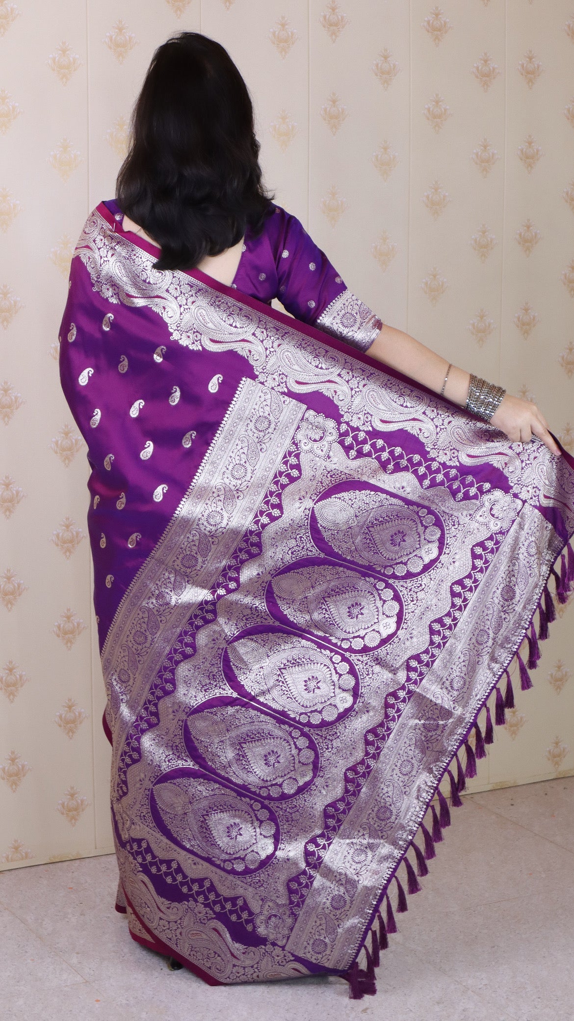 Purple Banarasi Soft Silk Silver Zari Woven Saree
