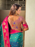 Green Soft Silk Lotus Paithani Saree