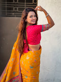 Mustard Pure Viscose Silk Position Printed Traditional Saree