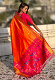 Orange Paithani Silk Saree with Muniya Satin Border