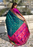 Green Paithani Silk Saree with Muniya Satin Border