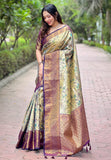 Wine Original Dharmavaram Silk Traditional Zari Woven Saree
