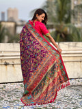 Wine Pure Viscose Silk Position Printed Darbari Saree