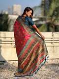 Pink Pure Viscose Silk Position Printed Darbari Saree