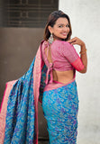 Blue Soft Silk Zari Woven Bandhani Patola Saree with Contrast Weaves