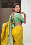 Mehendi Green Soft Silk Zari Woven Bandhani Patola Saree with Contrast Weaves