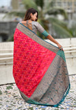 Pink Soft Silk Zari Woven Bandhani Patola Saree with Contrast Weaves