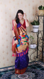 Violet Bandhani Paithani Silk Zari Woven Saree