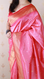 Baby Pink Bandhani Paithani Silk  Zari Woven Saree