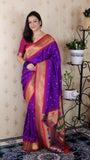 Purple Bandhani Paithani Silk  Zari Woven Saree