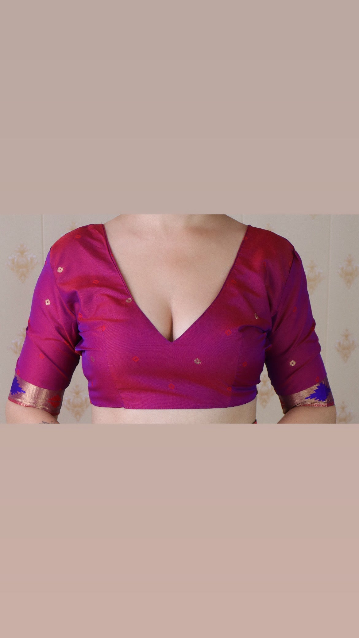 Violet Bandhani Paithani Silk Zari Woven Saree