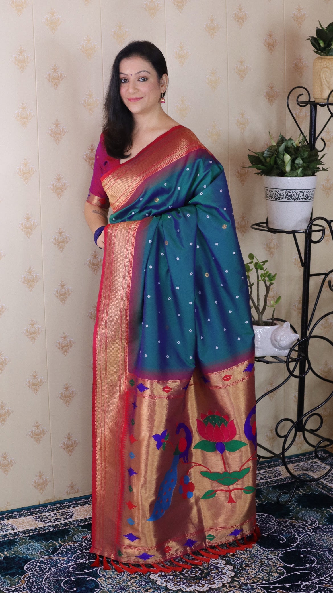 Green Bandhani Paithani Silk Zari Woven Saree