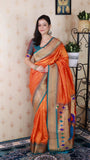 Orange Bandhani Paithani Silk Zari Woven Saree