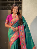 Green Soft Silk Swan Rajhans Paithani Saree