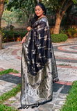 Trending Black Banarasi Jaal Soft Silk Zari Woven Saree