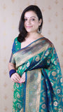 Green Banarasi Jaal Soft Silk Gold Zari Meenakari Woven Saree