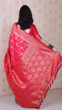 Pink Banarasi Jaal Soft Silk Gold Zari Meenakari Woven Saree