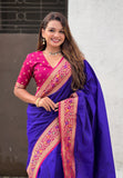 Violet Gala Silk Saree with Paithani Pallu Kadiyal Zari Woven Saree