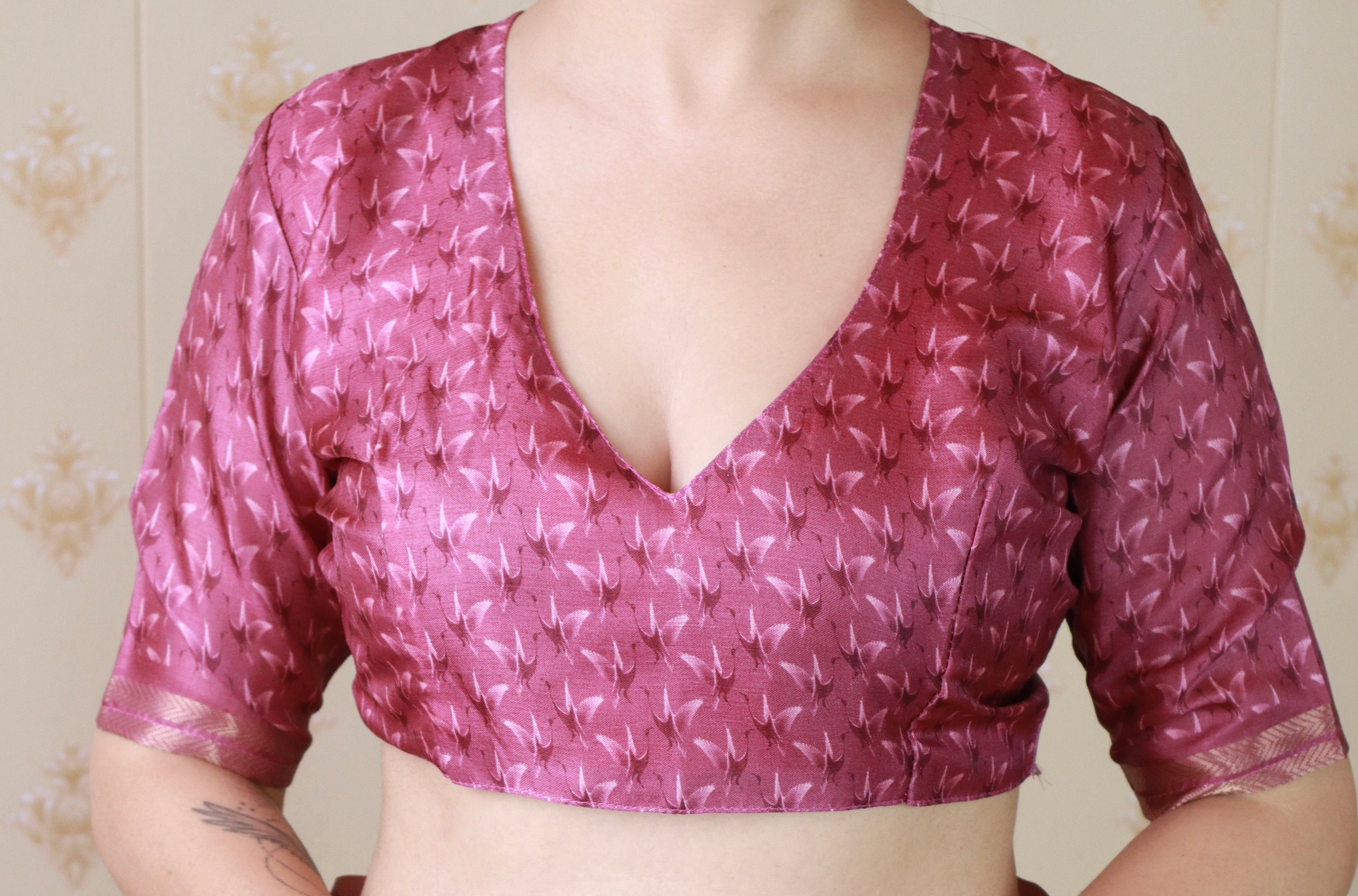 Pink Soft Tussar Silk Abstract Party Wear Printed Zari Woven Saree